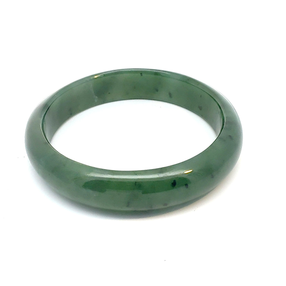 Solid Green Pakistani Nephrite Bangle, Natural Type A