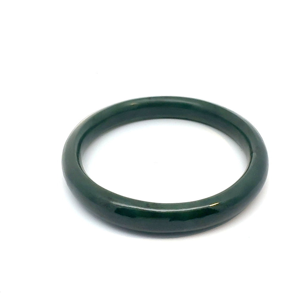 Classic Deep Green Pakistani Nephrite Bangle, Natural Type A