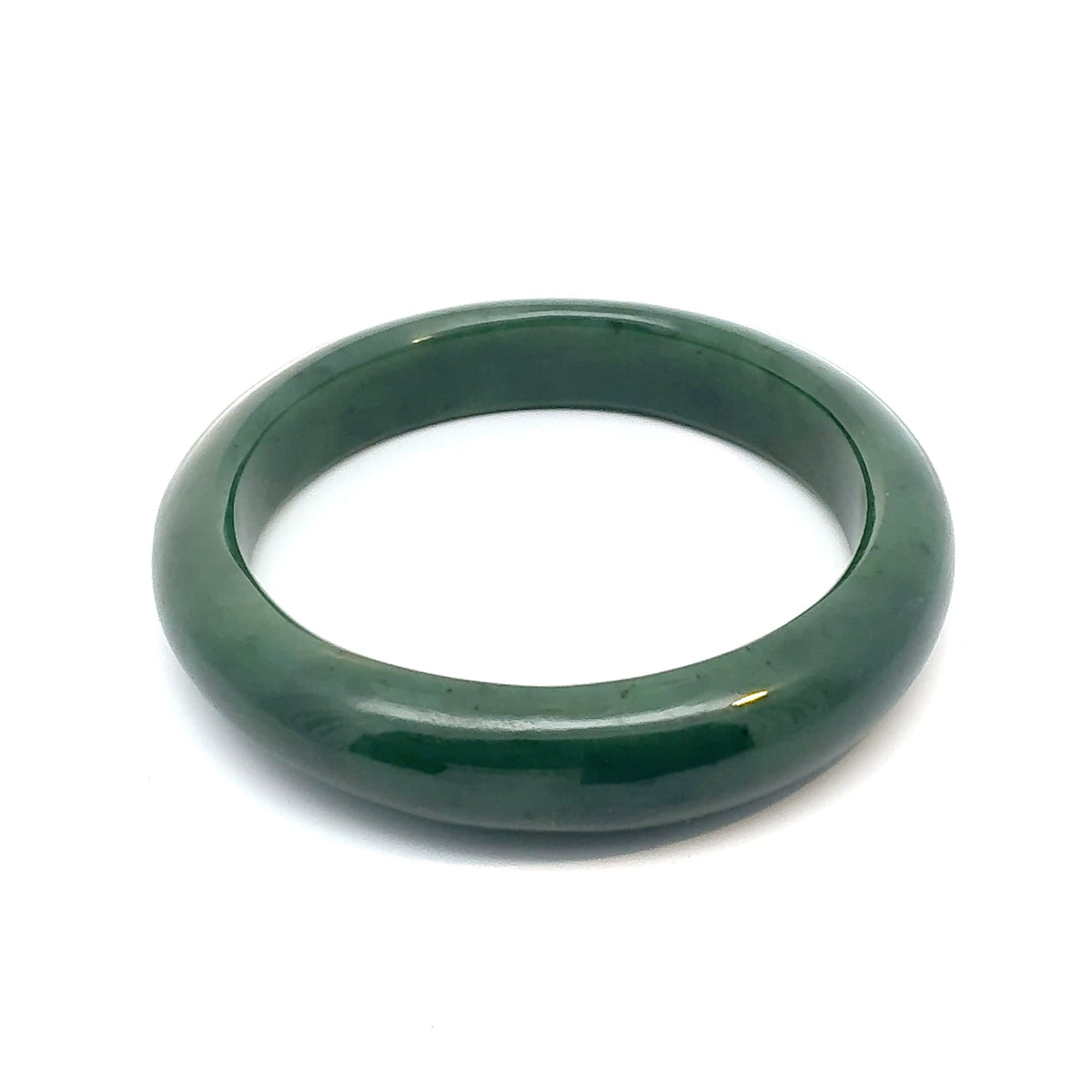 Solid Dark Green Pakistani Nephrite Bangle, Natural Type A