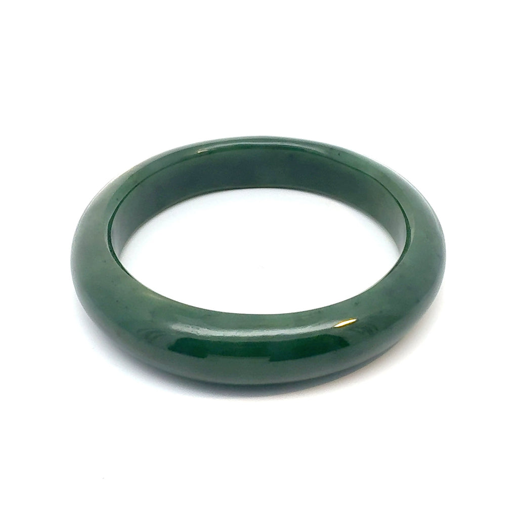 Solid Dark Green Pakistani Nephrite Bangle, Natural Type A