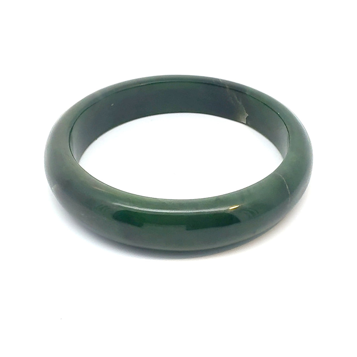 Deep Green Pakistani Nephrite Bangle, Cracked, Sold As-Is