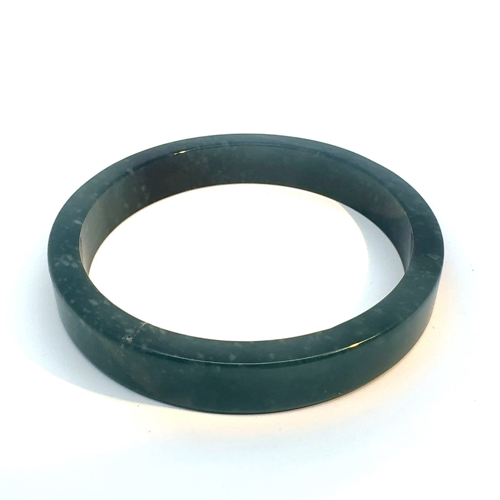 69.5 mm Princesa Blue Guatemalan Jadeite Square-Edge Bangle, Artisan-Carved