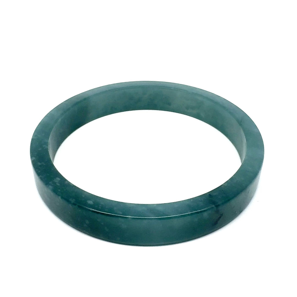 70.5 mm Princesa Blue Guatemalan Jadeite Square-Edge Bangle, Artisan-Carved