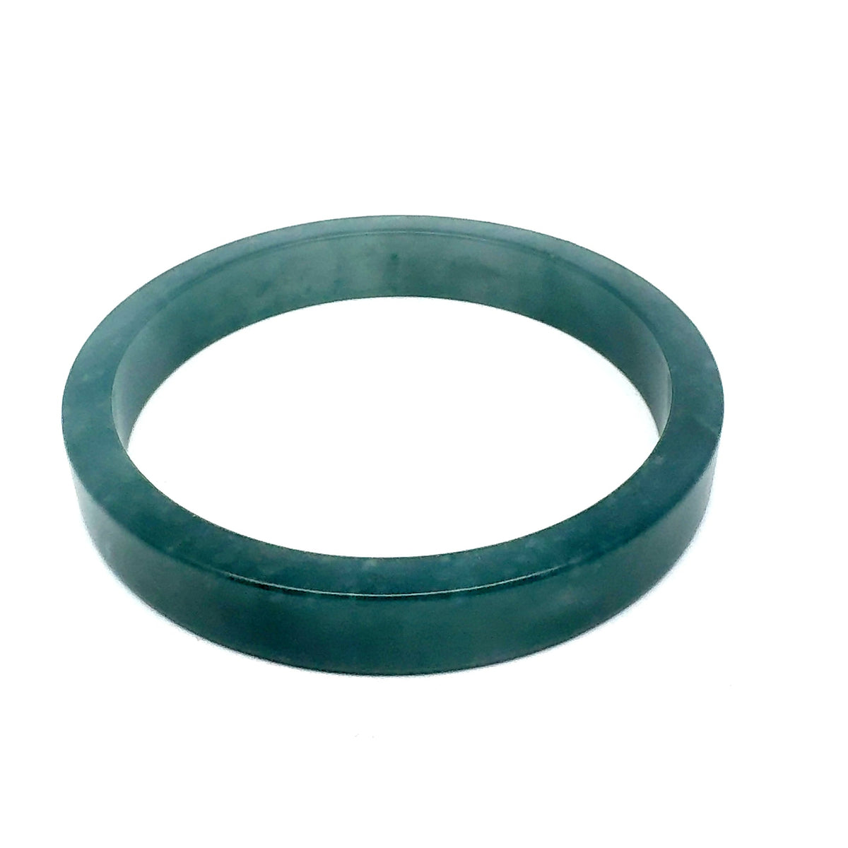 70.5 mm Princesa Blue Guatemalan Jadeite Square-Edge Bangle, Subtle Mottling