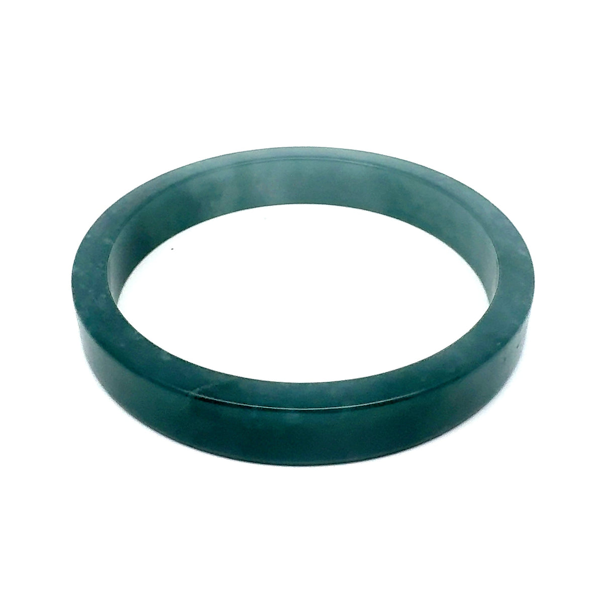 70.5 mm Princesa Blue Guatemalan Jadeite Square-Edge Bangle, Subtle Mottling