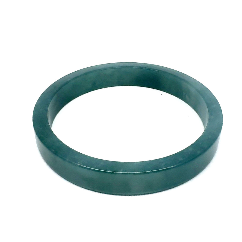 70.5 mm Princesa Blue Guatemalan Jadeite Square-Edge Bangle, Subtle Mottling