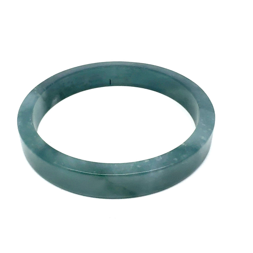 70.5 mm Princesa Blue Guatemalan Jadeite Square-Edge Bangle, Polished Mottling