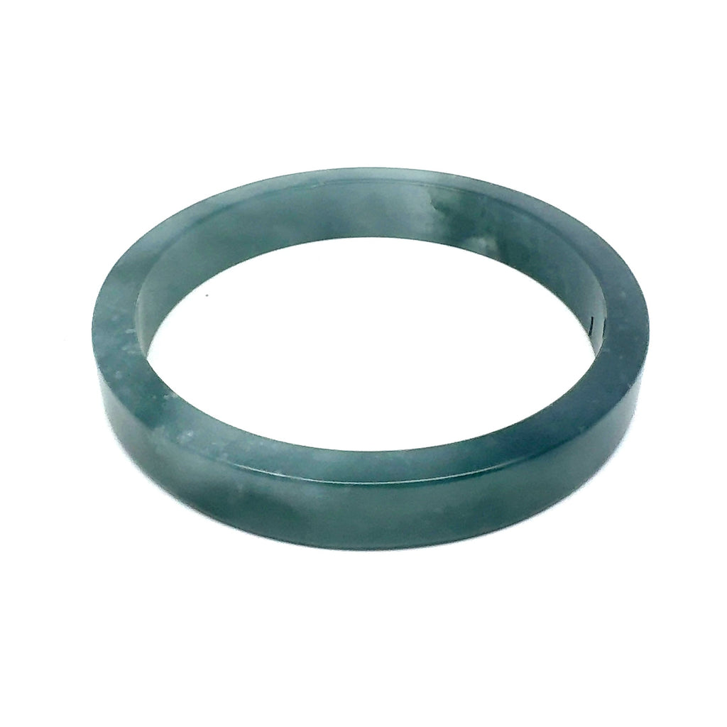 70.5 mm Princesa Blue Guatemalan Jadeite Square-Edge Bangle, Polished Mottling