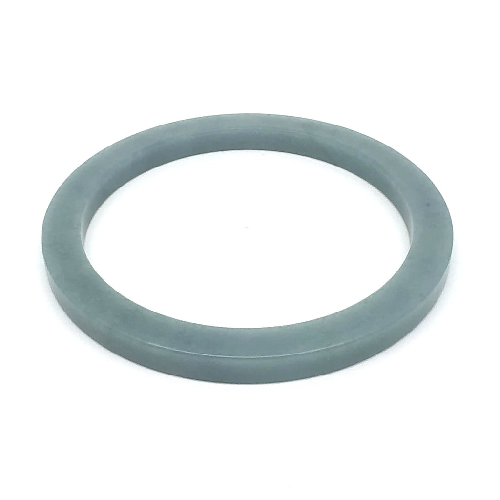 60 mm Celestial Blue Guatemalan Jadeite Square-Edge Bangle, Grey-Green Tones