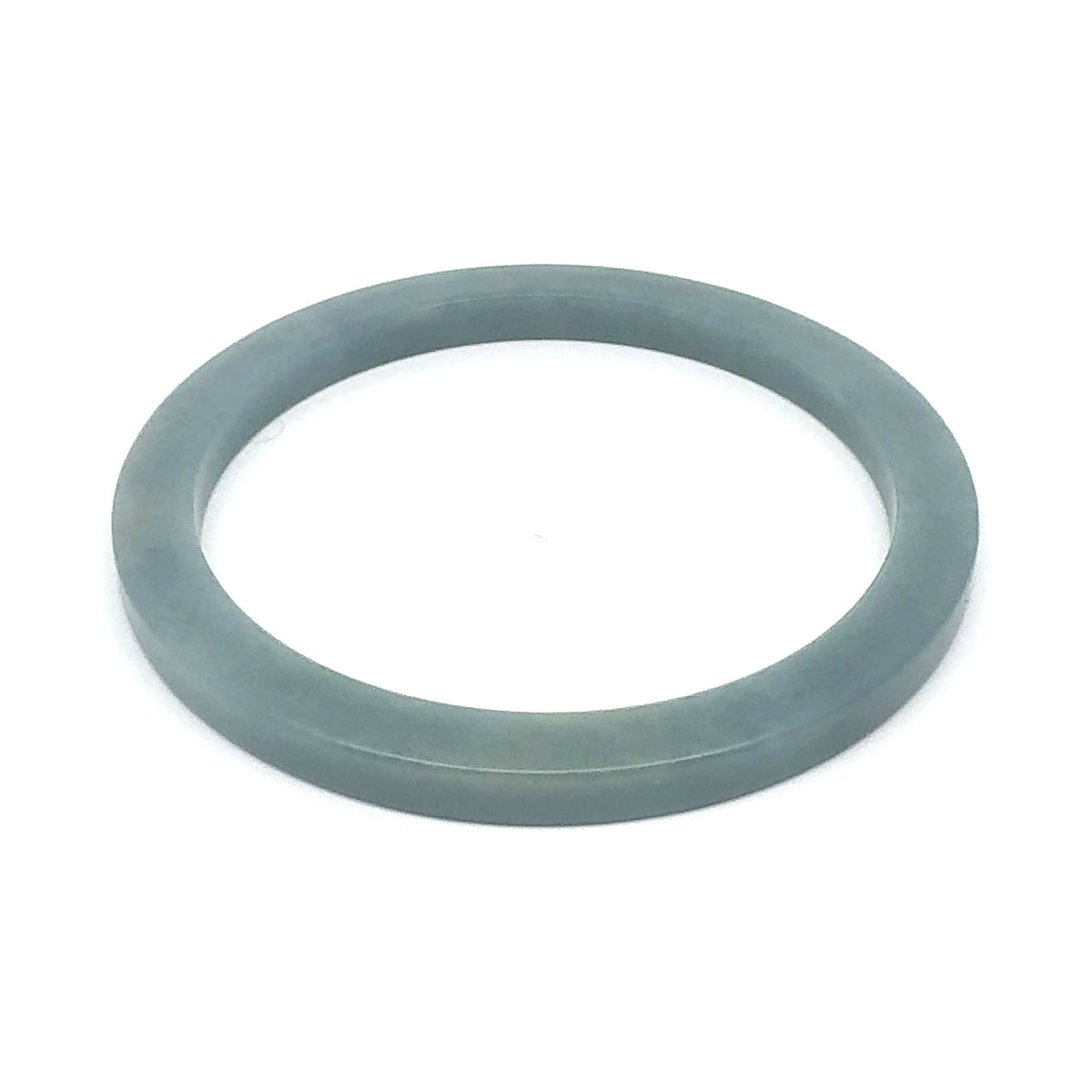 60 mm Celestial Blue Guatemalan Jadeite Square-Edge Bangle, Grey-Blue Tones