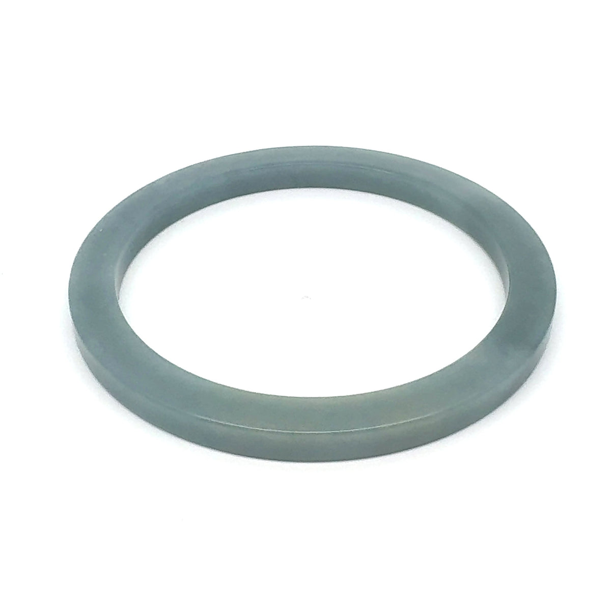 60 mm Celestial Blue Square-Edge Guatemalan Jadeite Bangle, Muted Grey-Green