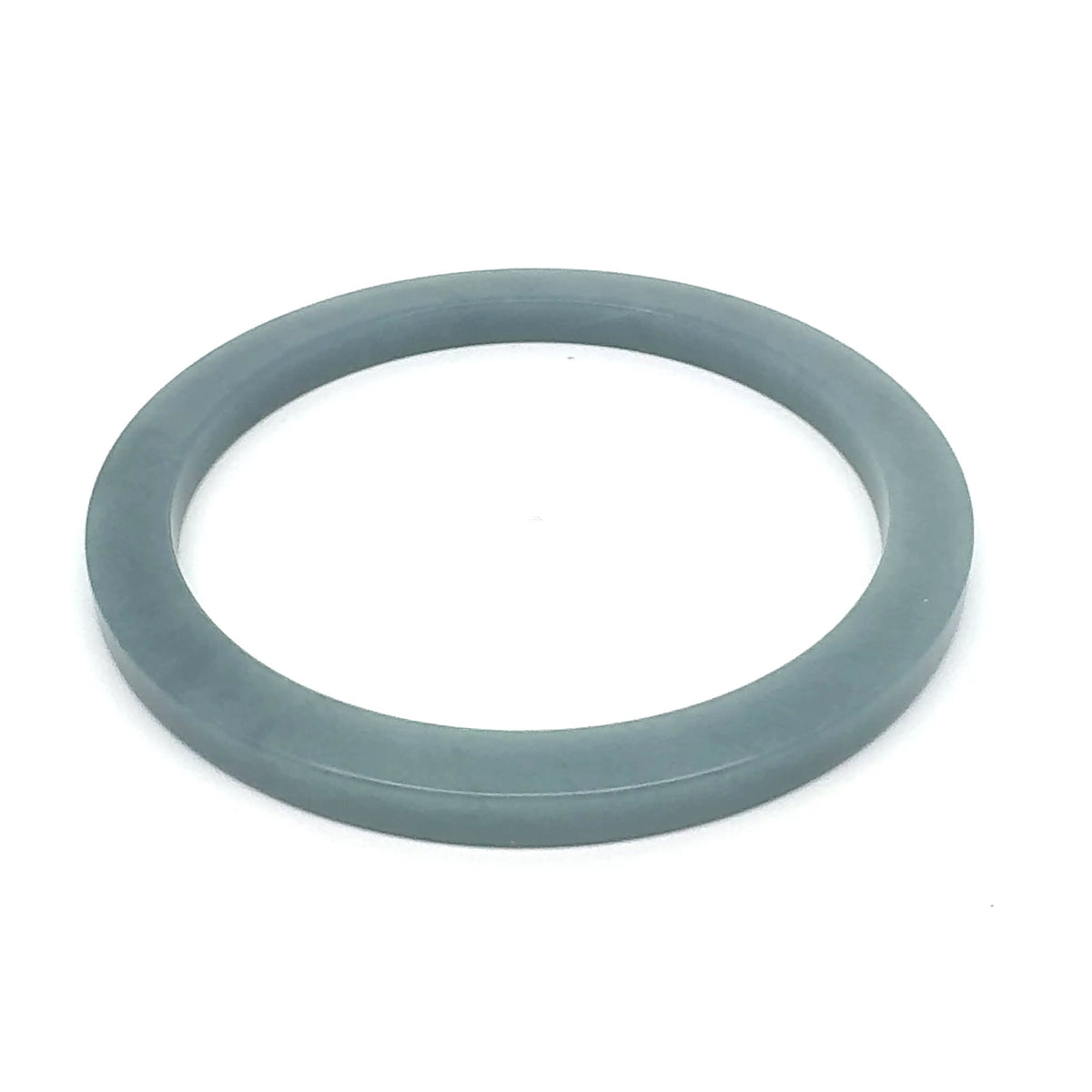 60 mm Celestial Blue Guatemalan Jadeite Square-Edge Bangle, Earthy Grey-Green
