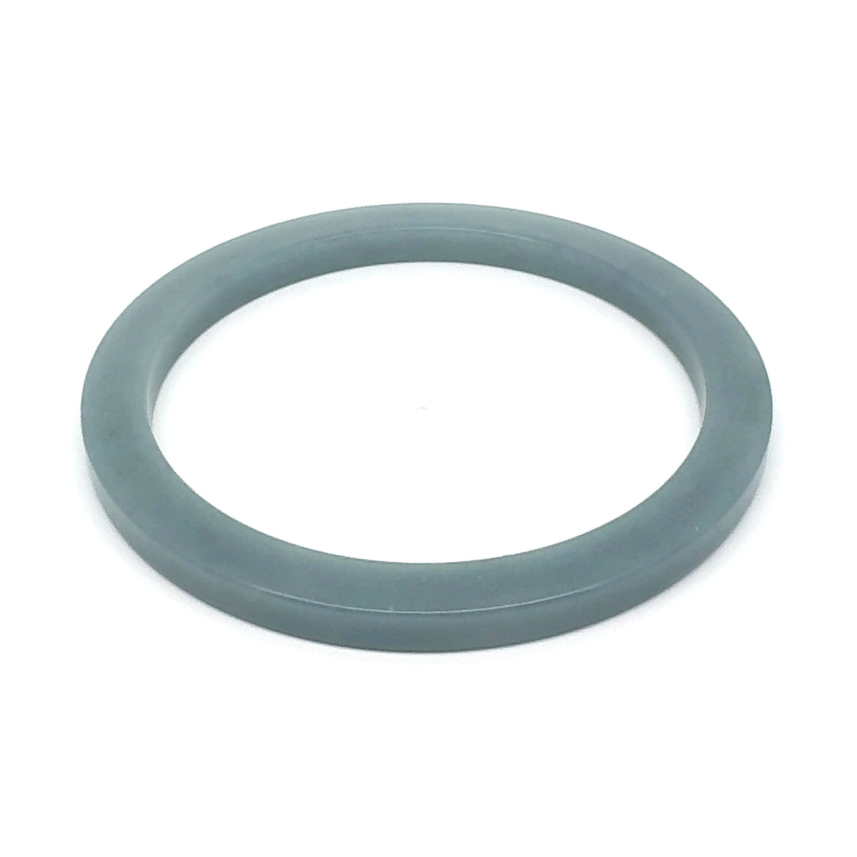 60 mm Celestial Blue Guatemalan Jadeite Square-Edge Bangle, Earthy Grey-Green