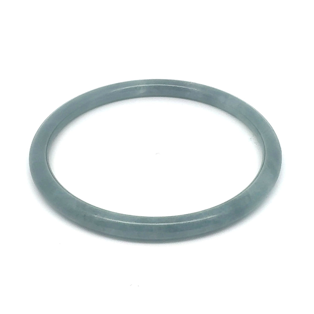 63 mm Celestial Blue Jadeite Thin Full-Round Hololith Bangle, Blue-Grey