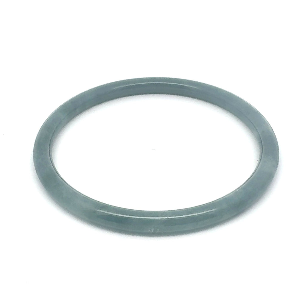 63 mm Celestial Blue Jadeite Thin Full-Round Hololith Bangle, Blue-Grey