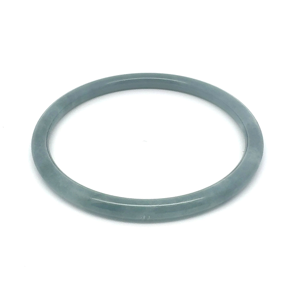 63 mm Celestial Blue Jadeite Thin Full-Round Hololith Bangle, Blue-Grey