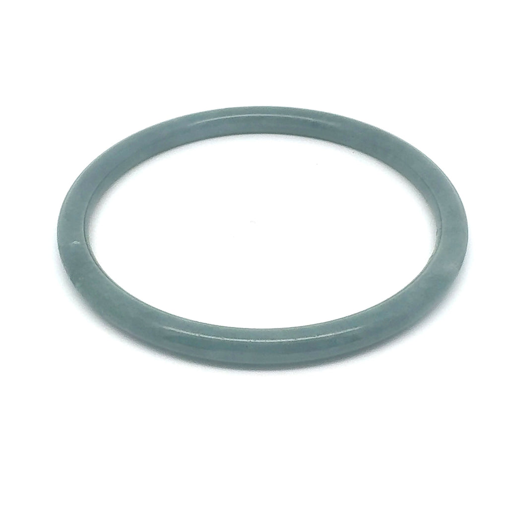 62.5 mm Celestial Blue Jadeite Thin Full-Round Hololith Bangle, Grey-Green