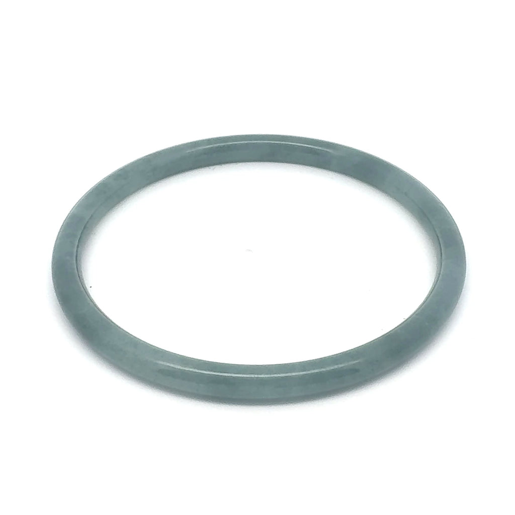 63 mm Celestial Blue Guatemalan Jadeite Thin Full-Round Bangle, Grey-Green