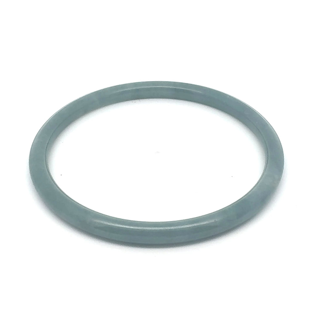 63 mm Celestial Blue Guatemalan Jadeite Thin Full-Round Bangle, Grey-Blue